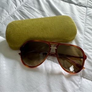GUCCI Brown Havana Pilot Sunglasses